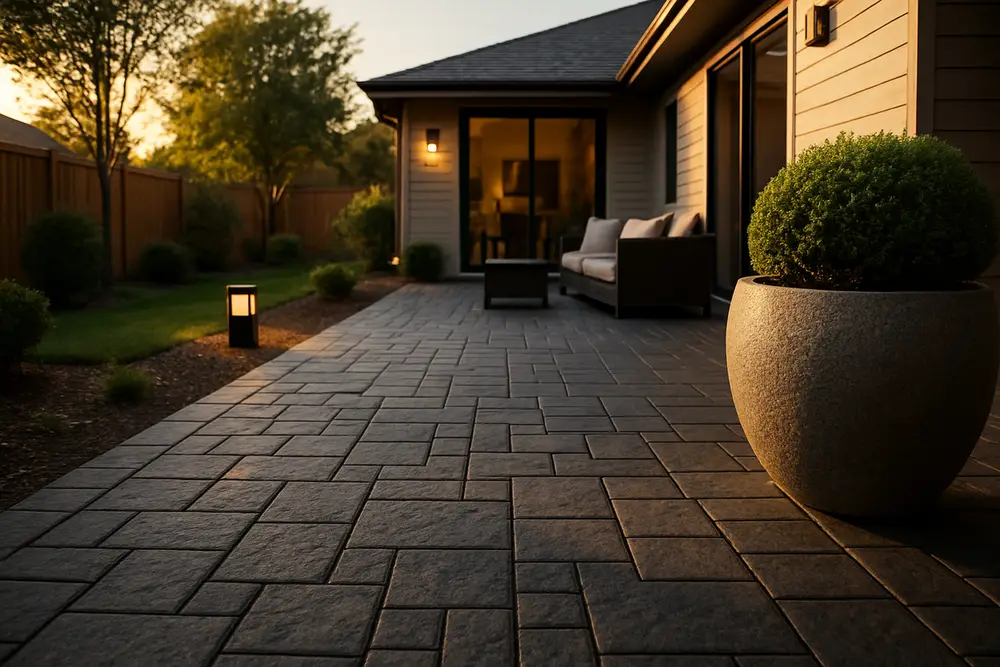 тротуарная плитка во дворе частного дома